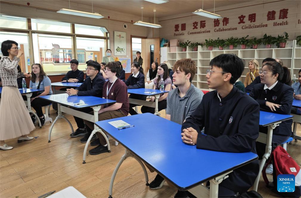 Students participating in a Chinese language class at a premier school in China